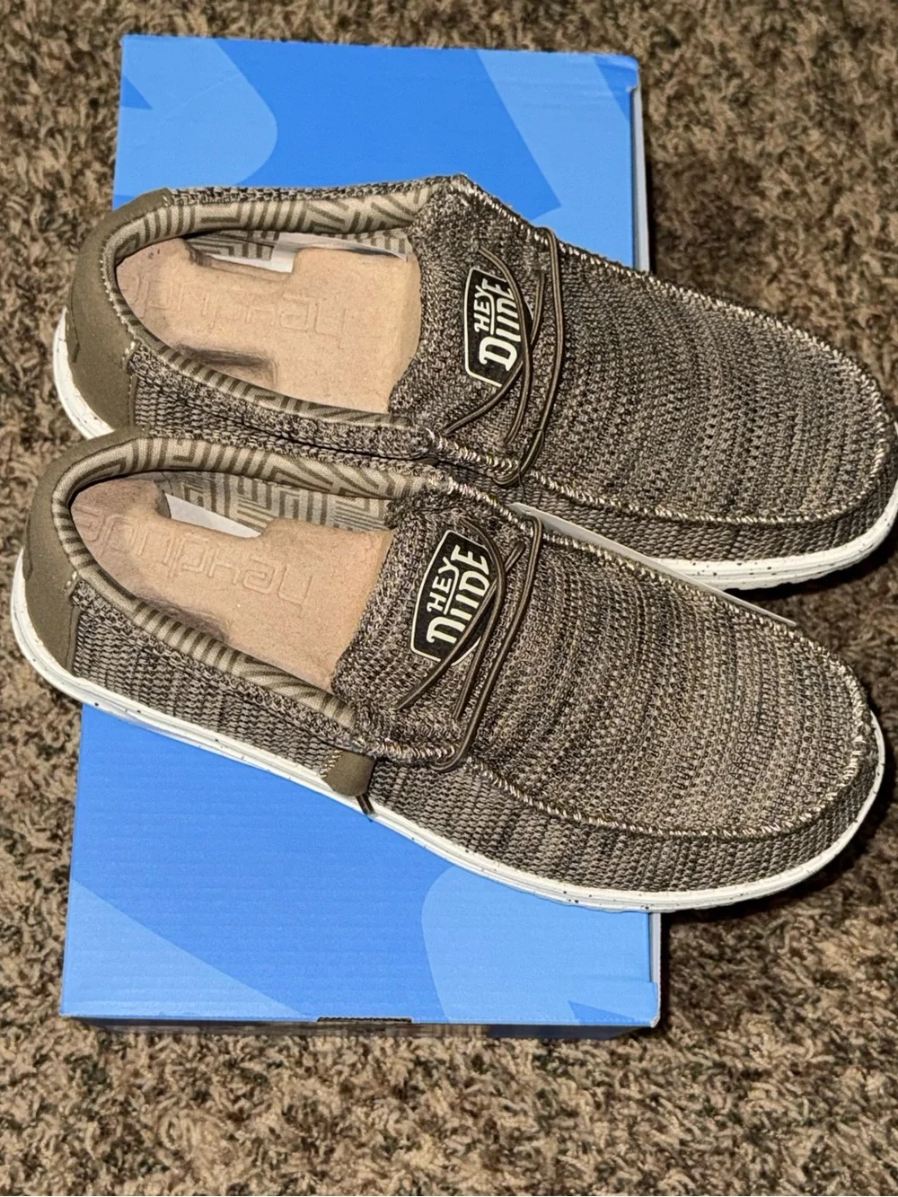 Hey Dude Wally Sox Men's Brown Knit Slip-On Casual Shoes Round Toe Size 8